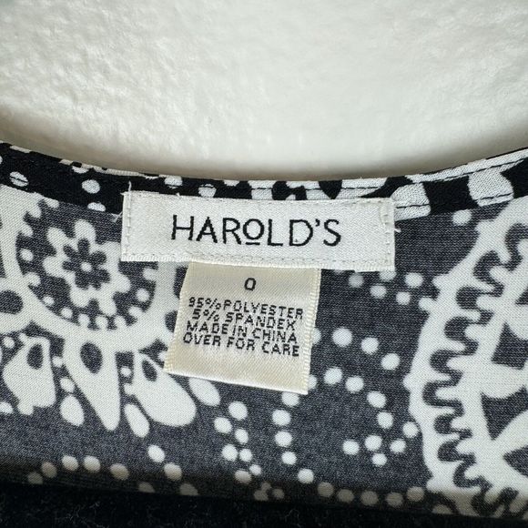 Harold’s Floral Mandala Midi Wrap Dress 3/4 Sleeve Black White 0 - Picture 7 of 16